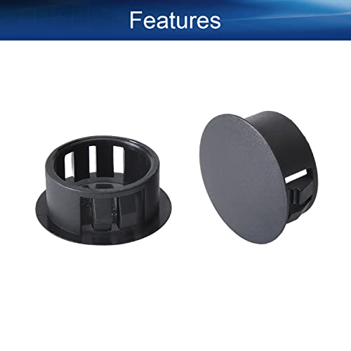 Image of Heyiarbeit 100pcs Hole Plugs 3 /4 inch / 19mm Nylon Plastic Round Snap in Type Locking Hole Tube Furniture Fencing Post Pipe Insert End Caps Black Tone