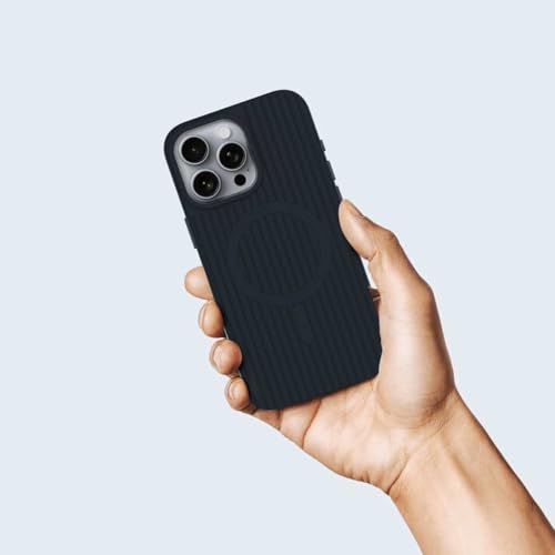 Image of Stuffcool Rims Silicone case for iPhone 16 pro max, Magsafe Enabled with a Raised Metallic Frame for The Camera Lens Black