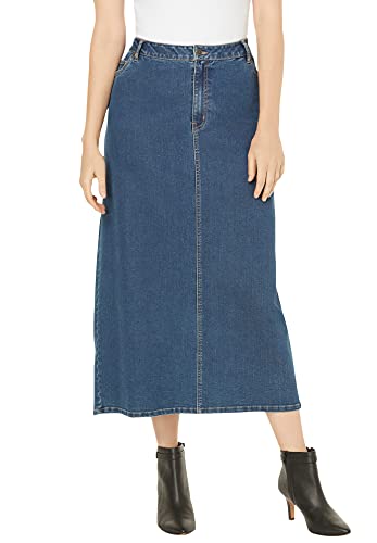 Jessica London Women's Plus Size True Fit Denim Skirt - 16 W, Medium Stonewash Blue