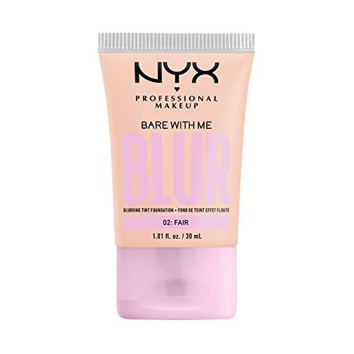 NYX Professional Makeup Fond de Teint Effet Flouté Bare With Me Blur Couvrance Moyenne Fini Naturel Niacinamide Matcha & Glycérine Hydratation Jusqu'A 12H Teinte : Fair 02