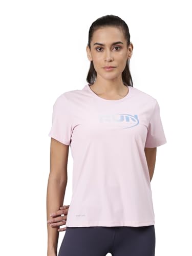 Image of XTEP Comfort Technology (3 Dimensional Shape - Keeps The Cloths Straight), Running Series, Short Sleeve, Slim Fit, Polyamide & Elastane, Twill Weave, Slim Fit Running T-Shirt Women (Light Pink)