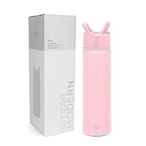 Simple Modern Water Bottle with Straw Lid Vacuum Insulated Stainless Steel Metal Thermos Bottles | Reusable Leak Proof BPA-Free Flask for Gym, Travel, Sports | Summit Collection | 22oz, Blush