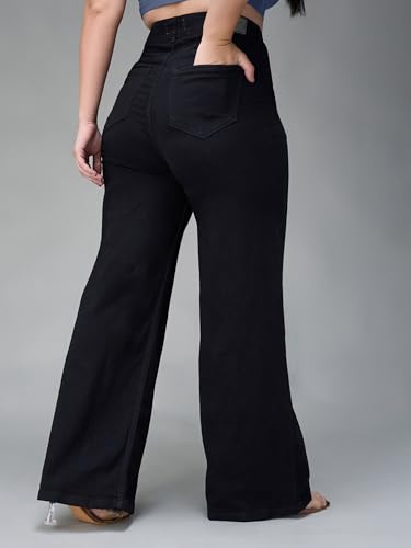 Image of Miss Chase A+ Women's Wide-Leg High Rise Regular-Length Stretchable Denim Jeans