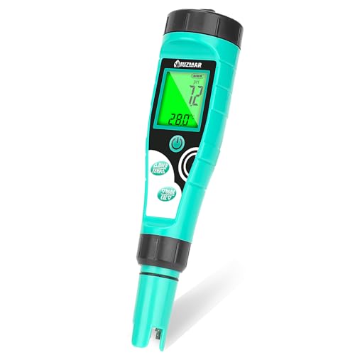 UIUZMAR Medidor de Cloro y pH Piscina, Medidor de Salinidad y Cloro Libre Digital, Comprobador de 7 en 1 pH, EC, TDS, Salinidad, ORP y Cloro para Piscinas, Hidroponía, Acuarios, Spas