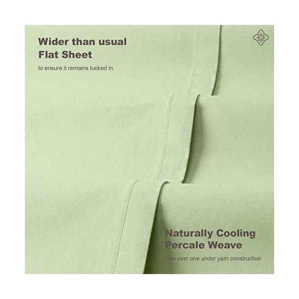 BIOWEAVES 100 Organic Cotton Percale Weave Sheets Queen Crisp, Soft