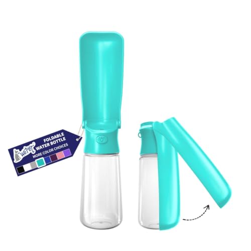 Image of WePet Foldable Portable Dog Water Bottle Puppy Water Dispenser with Drinking Feeder, 19 OZ, High-Temperature Resistant Leak Proof for Pets Outdoor Walking, Hiking, Travel, Food Grade Plastic BPA Free