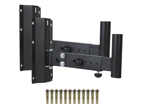 yskjyxgs Heavy Duty Speaker Mounts,Adjustable Speaker Wall Mount Brackets?Wall Mount Speakers Brackets, Adjustable Brackets, Universal Compatible (Black, 2 Pack)
