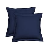 Euro Sham Covers 24x24 Set of 2 Navy Blue 600 Thread Count 100% Egyptian Cotton Pack of 2 Euro 24x24 Pillow Covers Cushion Cover Cases Soft Skin Friendly European Size Decorative Square Pillow Shams