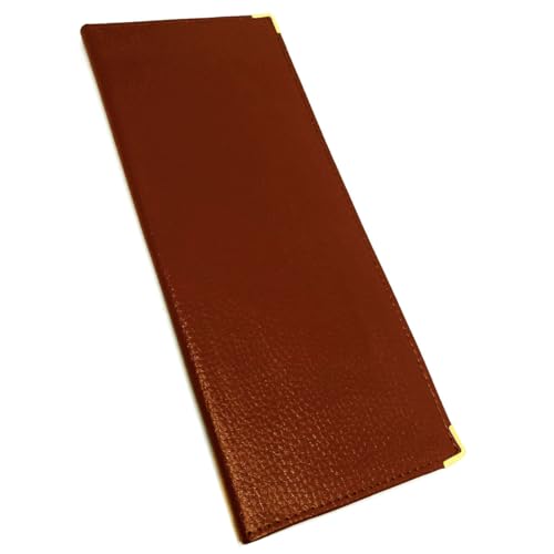 Charmoni - Pochette Porte chéquier Long - Porte Carte crédit, Billet - Talon à Gauche - en Cuir (Cuir, Marron Clair)