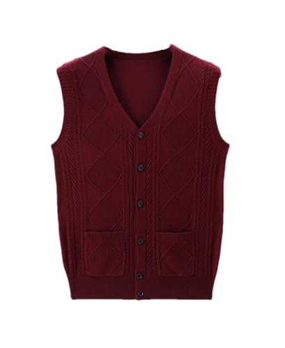 Men Knit Vest Sleeveless Buttons Down Sweater Thick Basic Warm Casual Vest Sleeveless Cardigan