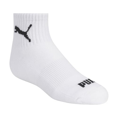 PUMA Boys' High Quarter Crew Socks (8-Pack), Grey/White, 7-8.5 - image 3