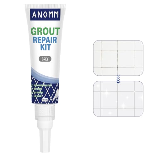 ANOMM 120ml Blanqueador de Juntas Azulejos, Gris Lechada para Azulejos Baño, Limpia Juntas Baldosas Suelo, Renovador de Juntas para Cocina, Baño, Ducha, Azulejos, Líneas de Pared