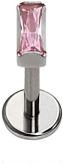 Cords Club Baguette Gem Flat Back Stud – ASTM-F136 Implant Grade Titanium - Push Pin Design for Sensitive Ears – Available in 18K Gold Plated & Titanium Silver (Single Earring)