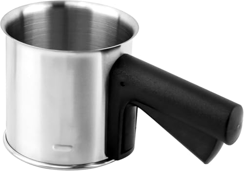 Image of Flour Sifter for Baking 3 Cup, Premium Stainless Steel Fine Mesh Sieve, Hand Press Squeeze Sifter with Comfortable Handle for Flour & Powdered Sugar, Ideal for Cake, Pastry, Bread & Dessert Baking