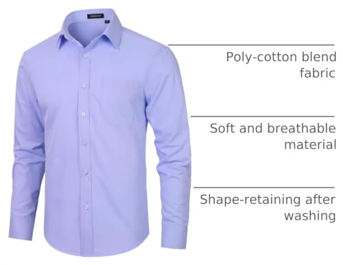 Image of HISDERN Mens Dress Shirts Long Sleeve Button Down Casual Shirts for Men Inner Contrast Formal Business Tuxedo Wedding Shirt