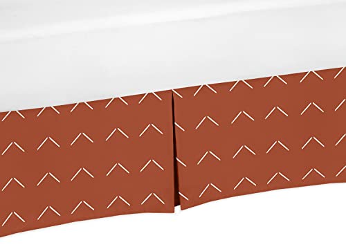 Image of Sweet Jojo Designs Boho Arrow Boy Girl Baby Crib Bed Skirt Nursery Dust Ruffle - Ivory Burnt Orange Rust Off White Farmhouse Southwest Shabby Chic Designer Chevron Bohemian Diamond Tuft Collection