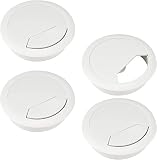 Rairsky 4 Pièces Passe Cable Bureau, 60mm Cache Cable Bureau, Blanc Cache-Câble en Plastique pour Tables, Cache-câble pour Câble Rond, Passe Cables , Organiseur de Fil pour la Maison et Le Bureau