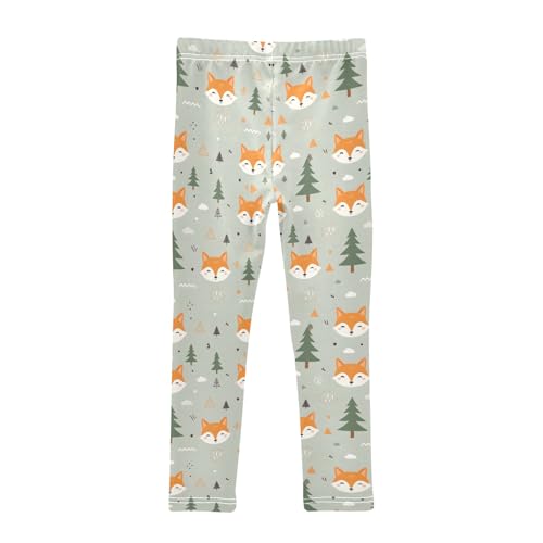 Girls' Athletic Leggings Ankle Length Yoga Dance Pants Kids Teen 4T Fox Tree2