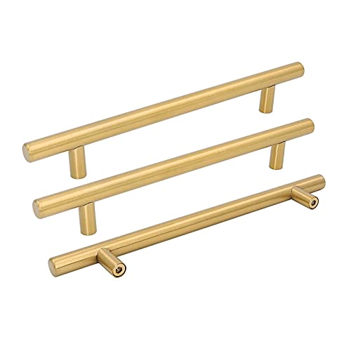 Photo 1 of goldenwarm Brushed Brass Cabinet Pulls Gold Hardware for Cabinets - LS201GD204 Kitchen Drawer Pulls Handles for Dresser Drawers Kitchen Cupboard Handles 8in(204mm) Hole Centers
