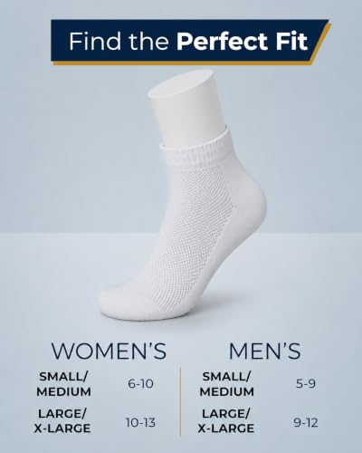 Image of Pembrook Ankle Diabetic Socks for Women & Men | 6 Pairs | Wide Non Binding Socks Quarter Length | Edema Neuropathy Socks