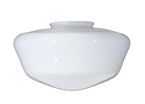 Image of B&P Lamp Opal Glass Schoolhouse Shade, 12 Inch Diameter, 6 Inch Fitter, Hand-Blown Milk Glass Pendant Shade