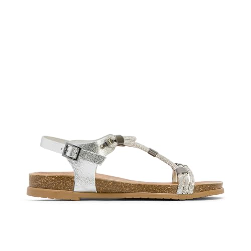 Porronet Sandalia Bio con Pala De Brillantes Plata Demi