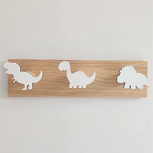 Appendiabiti da Parete Dinosauro Legno per Bambini Bianco