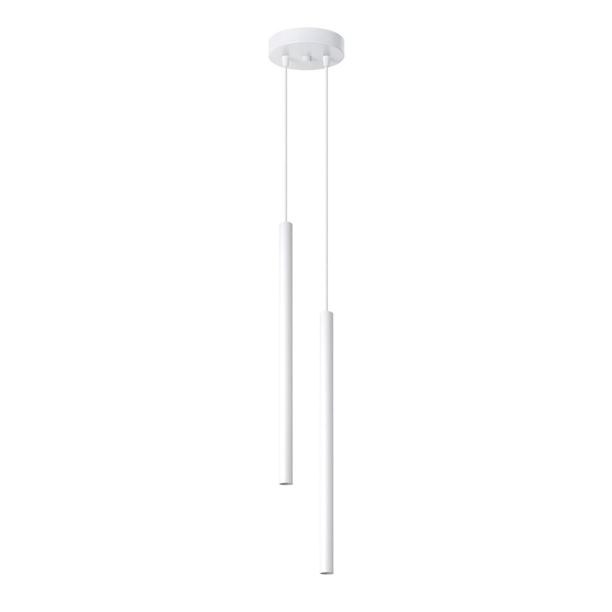 SOLLUX lighting Ceiling Pendant Light Fitting - Ceiling Lamp - Kitchen Dining Room Living Room Bedroom - 2 Lampshades - Steel - 15 x 15 x 118 cm - White - Pastelo