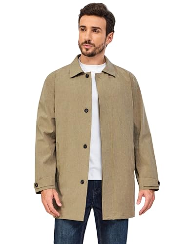 Image of Little Donkey Andy Men's Waterproof Mid-Length Trench Coat, Lightweight Long Rain Coat, Single Breasted Overcoat