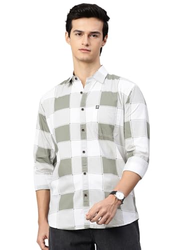 Image of Majestic Man Stylish Slim Fit Cotton Spread Collar Checked Casual Shirt