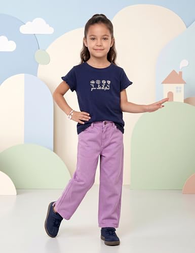 Image of Amazon Brand - Symbol Girls Cotton Wide Leg Fit Jeans | Casual Denim | Age 6-14 Years
