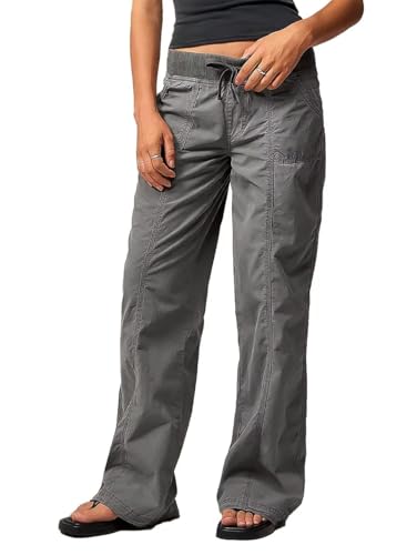 Flamingals Straight Leg Cargo Low Rise Drawstring Pants