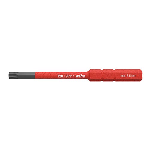 Wiha 43140 Series 283110 Slim Bit Torx Electric Bit, T5 x 75 mm Size, Red