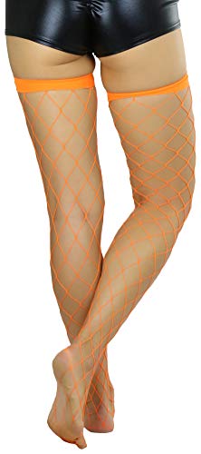 Image of ToBeInStyle Women's Vibrant Large Net Fishnet Thigh High Elastic Nylon Novelty Stockings