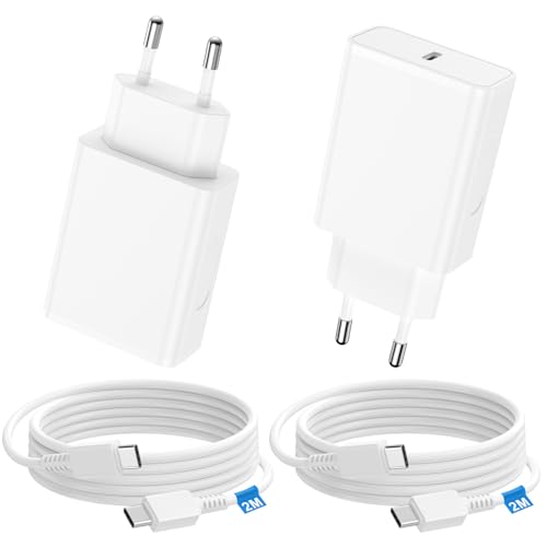 Cargador para Samsung Carga Rapida 45W, 2Pack Tipo C Cargador USB C con 2M Cable Compatible con Samsung Galaxy S25/S24/S23/S22/S21/S20 Ultra Plus S25+ Note 20/10/9/A73/A53 Cargado Movil Rapido Enchufe