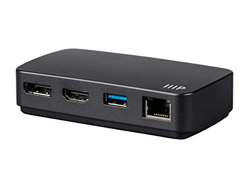 Monoprice 133388 Thunderbolt 3 Mobile Dual Video Hdmi and Displayport Travel Dock Adapter - Black | with 4K@60Hz, Built in Cable, USB 3.1