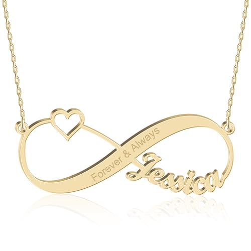 UMAGICBOX Personalized Infinity Name Heart Necklace with Emgraved Wedding Birthday Special Date Inspiration Pendant Custom Jewelry Graduation Christmas Gift Ideas for Women Girl Mom Wife Friendship Girlfriend