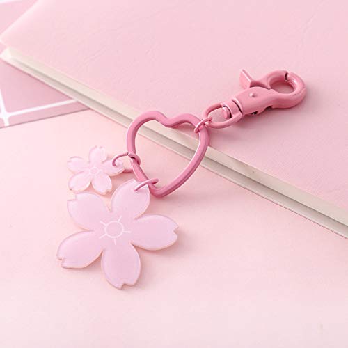 JLZK Bonito rosa flor caveiros Sakura estrela Arcylic chaveiro menina saco pendente chaveiro presentes estudante presente