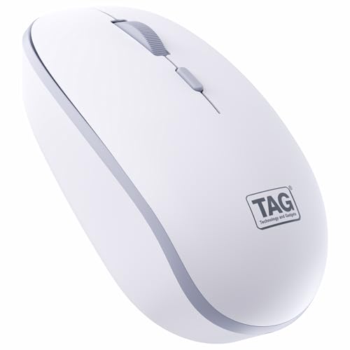 Image of TAG WM500 White /Grey Wireless Mouse, 2.4GHz USB Receiver, Dedicated DPI Button (800 /1200 /1600), 4 Buttons, Ambidextrous & Light, Power-Saving, 10m Range, 1x AA Battery, Supports Windows /Mac /Linux /iOS