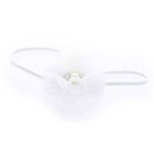 My Lello Infant Baby/Toddler Girls Flower Headbands Chiffon Beaded Flower Skinny Elastic 2 pack4