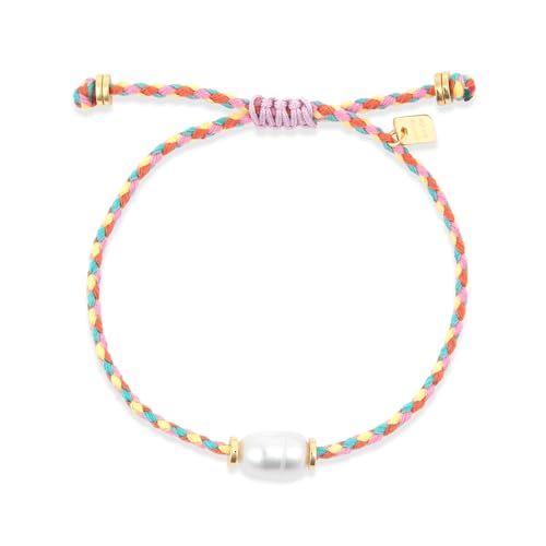 Pura Vida Bracelets Masi Friendship Pearl Gold Braided Bracelet for Women, Multi