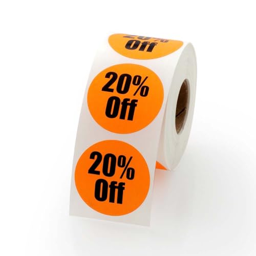 LabelValue.com | 20 Percent Sale Retail Round Pricing Label/Stickers 1.5