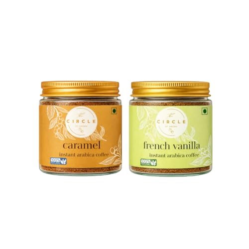 Image of The Circle Of Aroma Signature Instant Coffee | 100% Arabica|Rich Aroma|No Added Sugar| Combo Of 2 |Vanilla & Caramel|50g x 2 (50 Cups) | Enjoy Hot /Cold