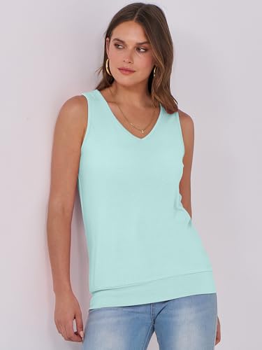 Image of ANRABESS Women Tank Tops Summer V Neck Sleeveless Casual Loose Fit Cute Cami Basic T Shirts Solid Tees 2026 Trendy Outfits