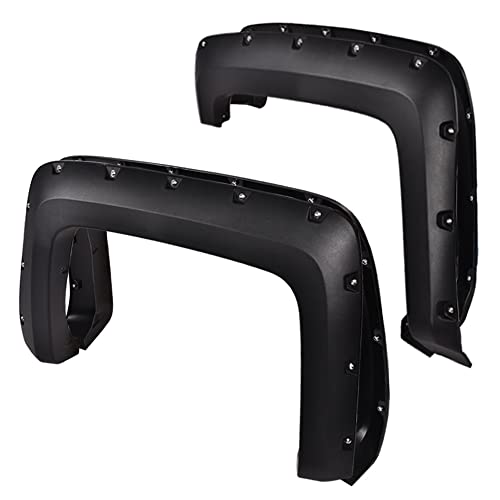 PIT66 Fender Flares, Compatible with 2014-2018 Chevy Silverado 2500HD 3500HD Fleetside 78.8' / 97.6' / 97.8' Bed, Not Compatible with Dually Models and Short Bed Models, Textured Pocket Rivet Style