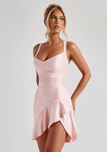 Satin Homecoming Dresses for Teens Ruffles Aline Short Prom Dresses for Women QA2082