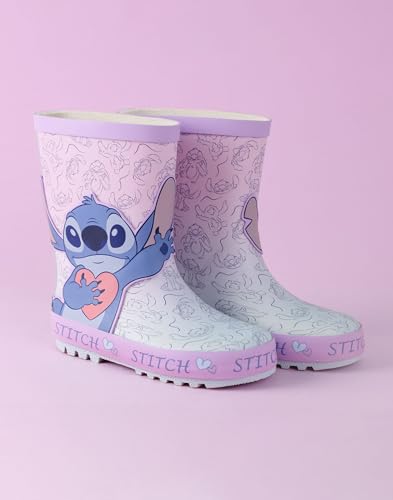 Disney Lilo & Stitch Girls Purple Waterproof Boots | Cartoon Stitch Design for Outdoor Adventures | Kids Rain Footwear for Playtime L&S Character Merchandise2
