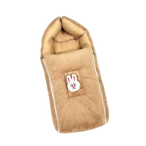 BUBZII Velvet Baby Sleeping Bag with Rabbit Logo | Soft, Safe & Cozy 3-in-1 Carry Nest, Sleeping Bag & Baby Blanket (Brown)