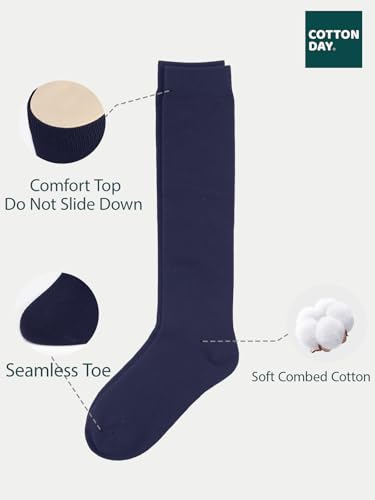 COTTON DAY 3 Pack Kids Girls Unisex Soft Knee High School Uniform Dress Socks Seamless Toe Black White Navy Blue Burgundy2