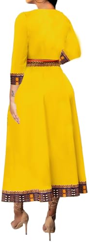 Image of VisiChenup African Print Dress for Women Casual Midi Dress